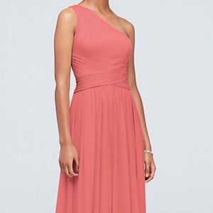 Long Mesh One Shoulder Bridesmaid Dress